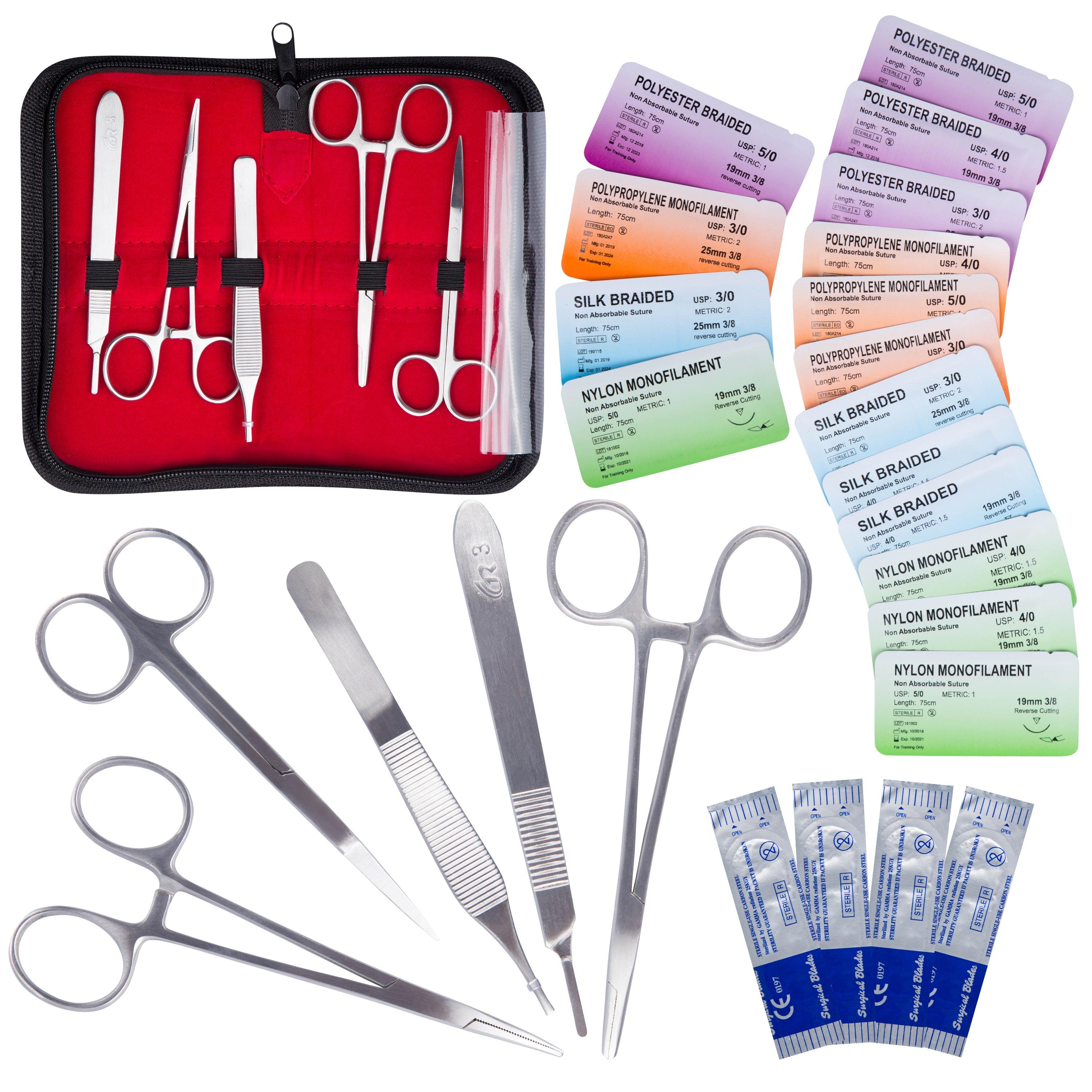 25 Pcs Suture Kit with Large Silicon Suture Pad