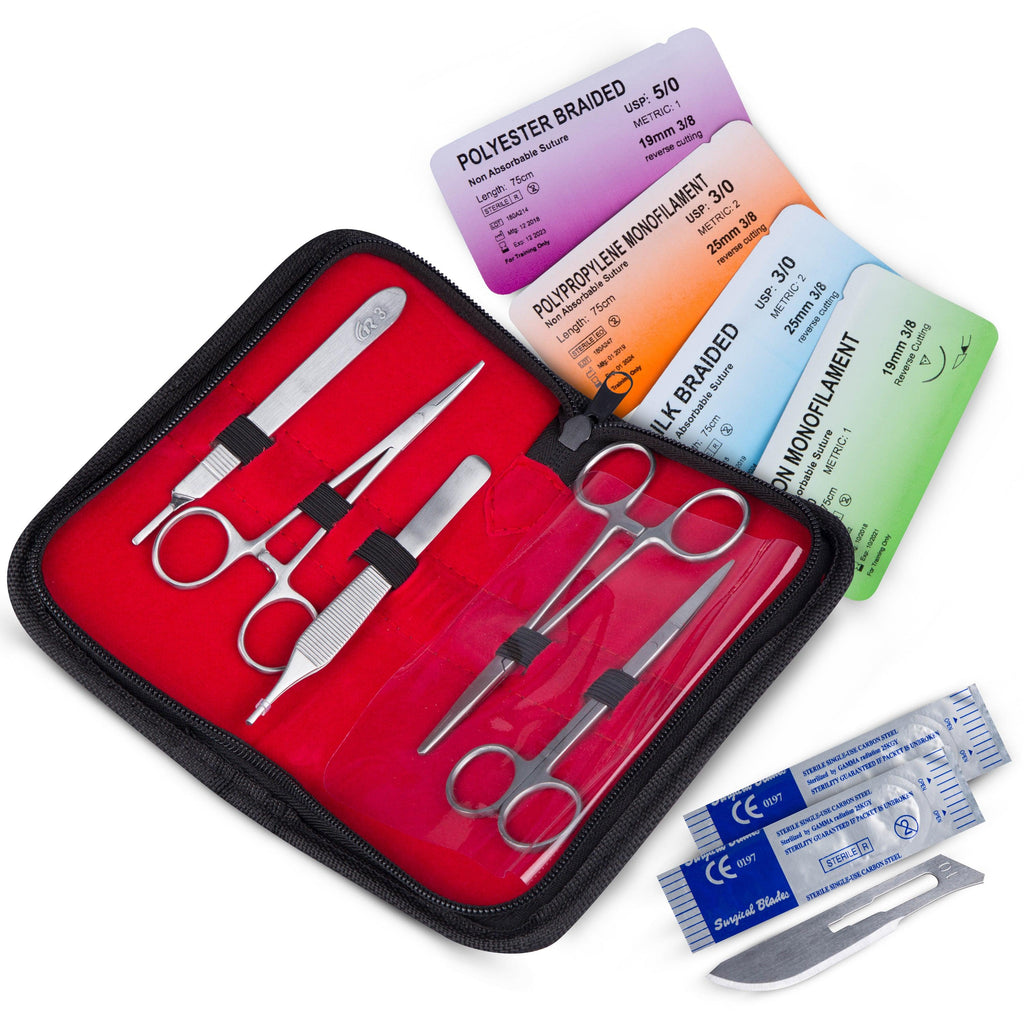 Suture Practice Kit for Medical Students - Suture Kit Includes Tool Kit,  and 16 Mixed Suture Threads with Needles - Perfect for Medical, Nursing,  and
